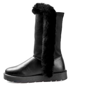 Journee Collection Cleeo Boot Black Faux Fur Vegan Bootie Slipper Winter Fashion